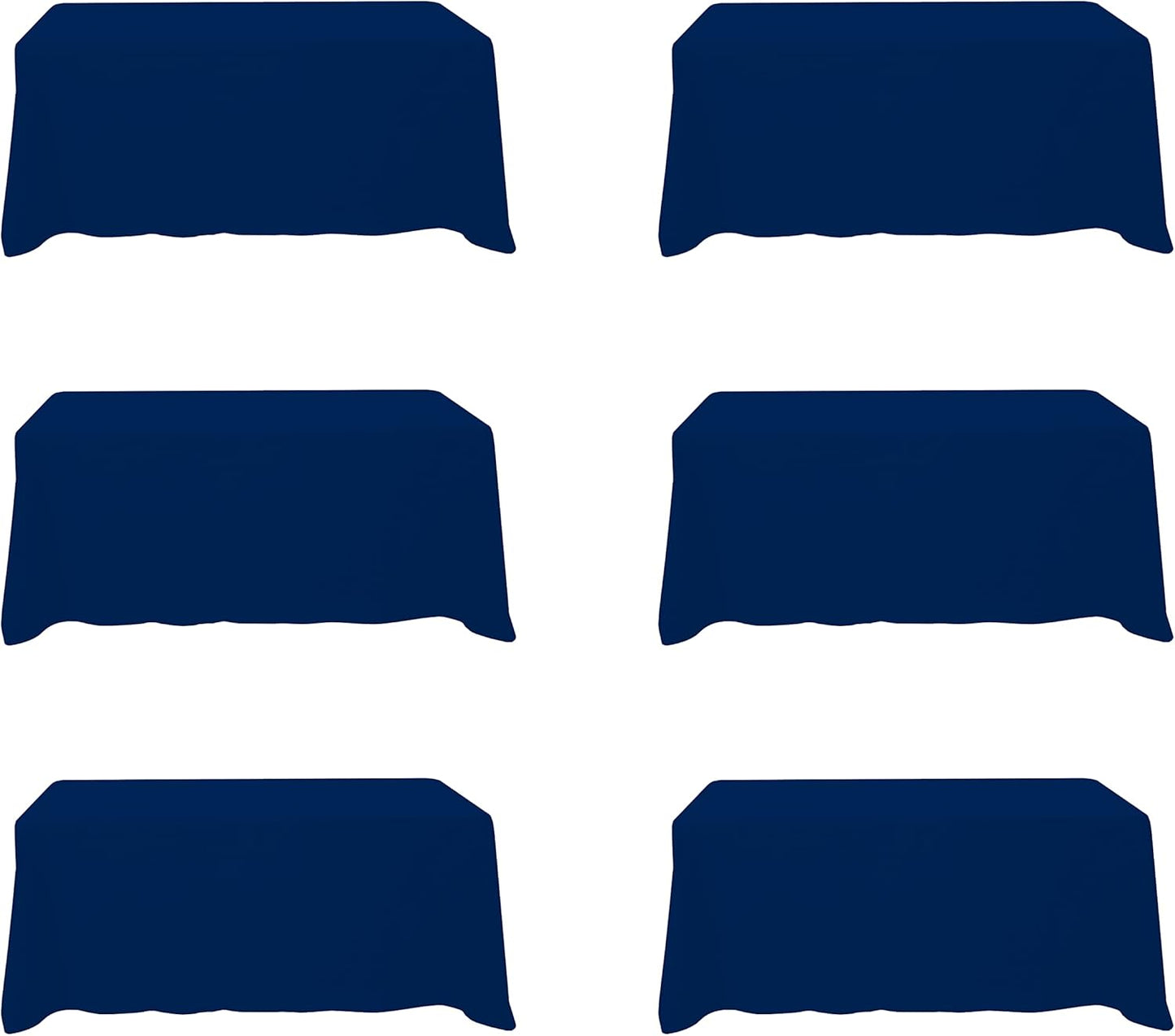 BRILLMAX 6 Pack Navy Blue Tablecloths for 6 Foot Rectangle Tables 90 x 132 Inch - 6ft Rectangular Bulk Linen Polyester Fabric Washable Cloth Cover for Wedding Reception Banquet Birthday Party