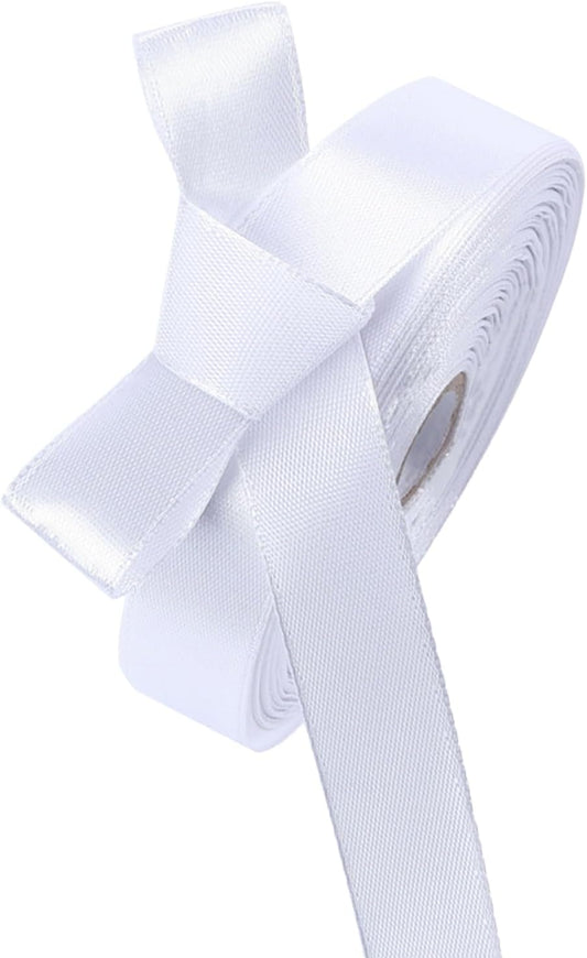 5/8 Inch White Satin Ribbon 50 Yards Solid Fabric Ribbons for Gift Wrapping, Crafts and DIY Projects, Bows Making, Wedding, Party, Holiday Decor