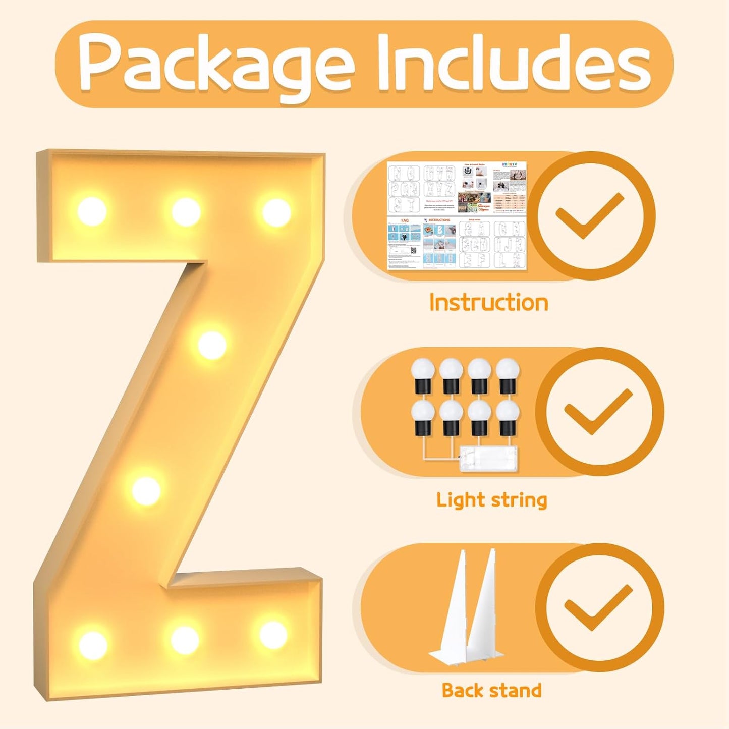 Marquee Letters 3 Feet Tall Large Light Up Letters Z Happy Birthday Decorations Marry Me Engagement Party Decor Yellow Light Birthday Decorations Balloon Arch Kit Foam Sign Z