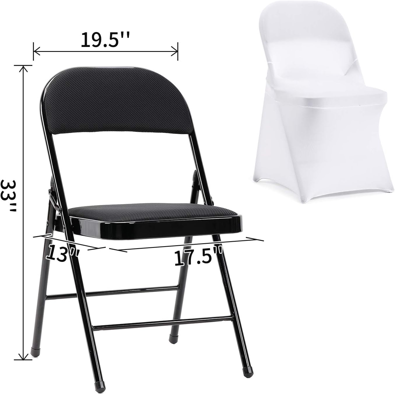 Peomeise Stretch Spandex Folding Chair Cover for Wedding Party Dining Banquet Event (White,50pcs)
