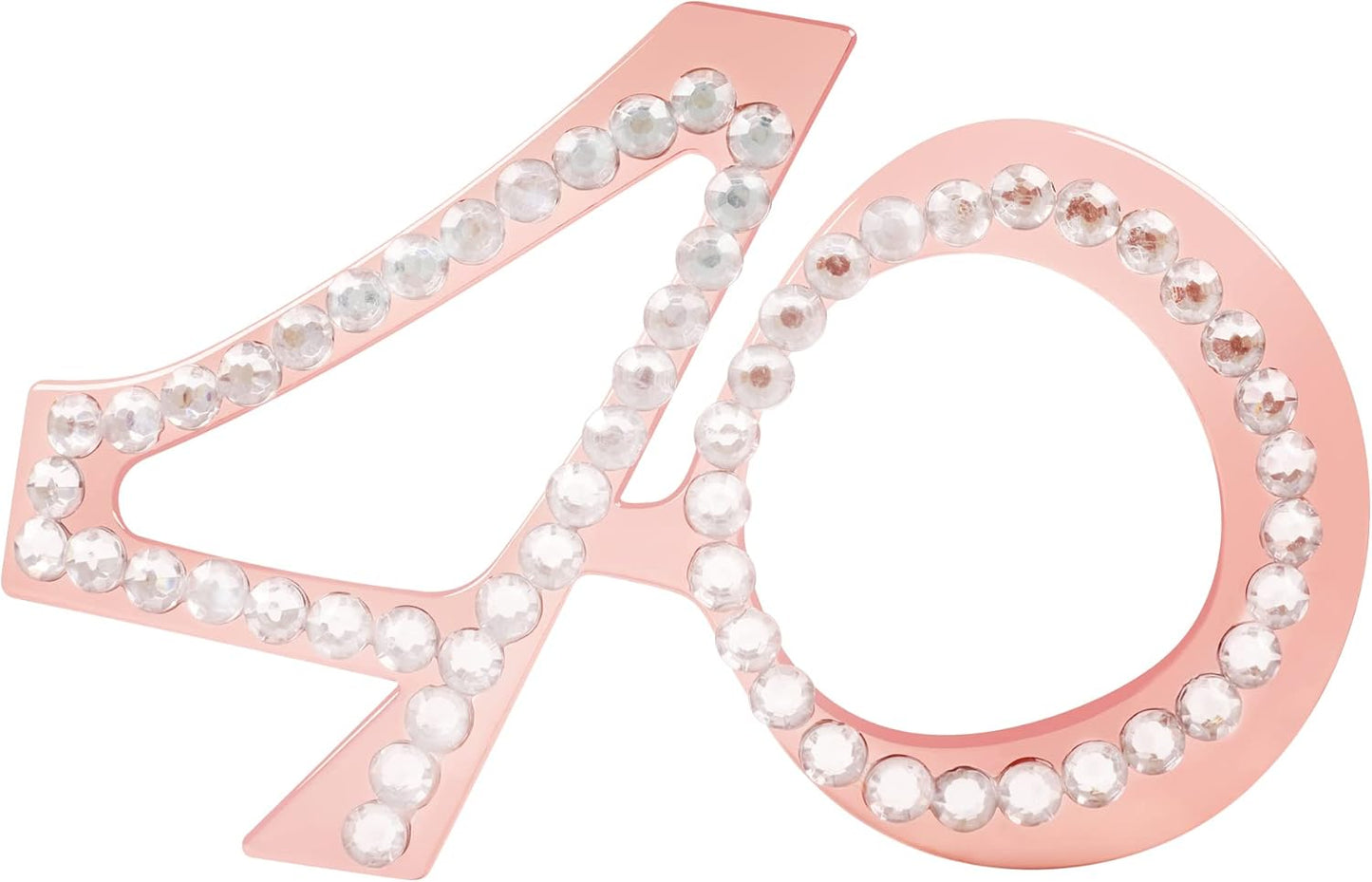 40th Birthday Glasses - 6 Pairs Rose Gold 40 Years Old Glasses with Rhinestones Frame, Funny Plastic Costume Photo Booth Props for 40th Anniversary Party Decorations