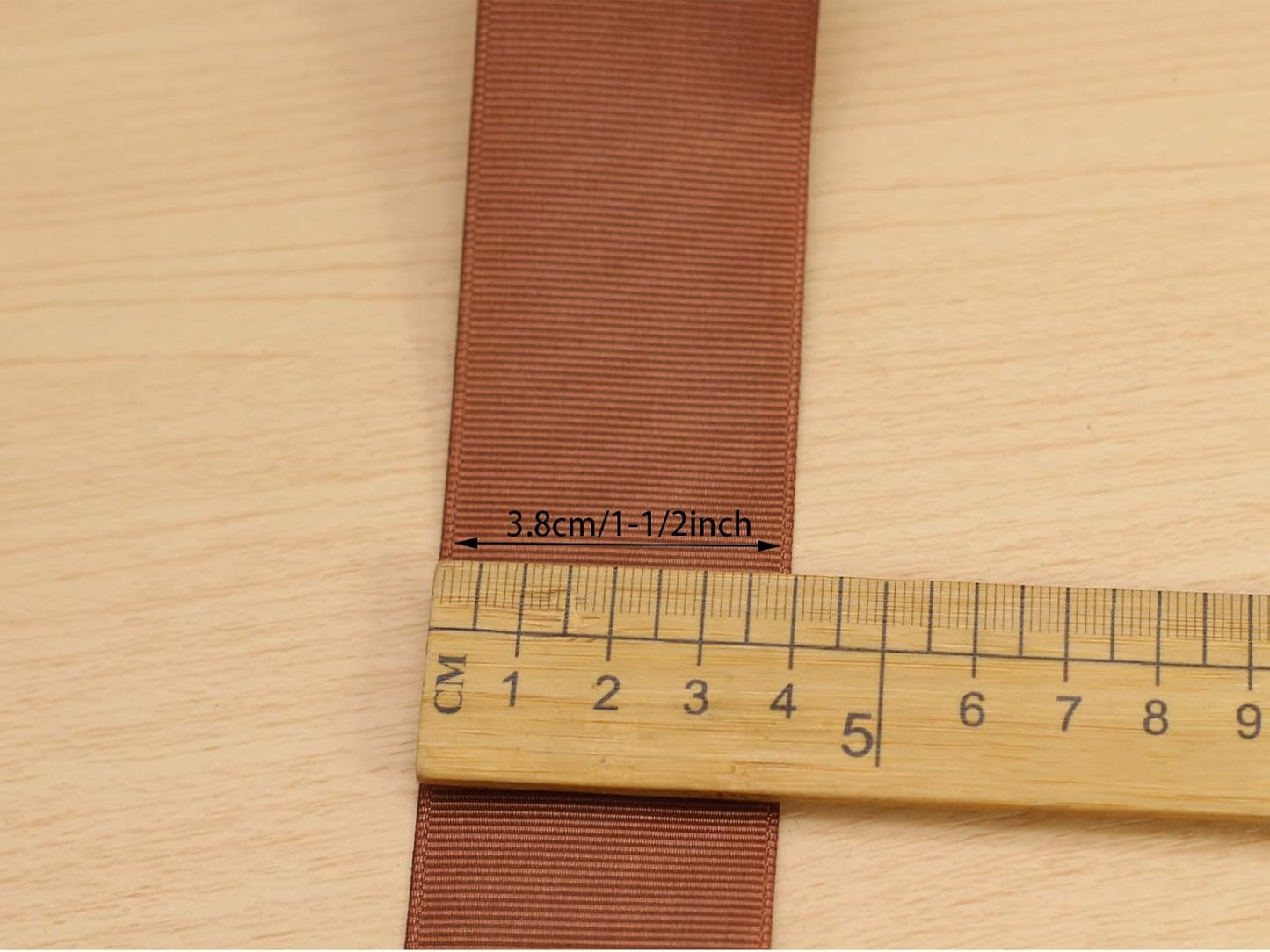 One Roll 50 Yards Soild Brown Grosgrain Ribbon 1 1/2 inch Flower Bouquets Ribbons-1.5 inch Thick Gift Wrapping Ribbon-DIY Crafts Bow Hair Headband Accessories Ribbons #842(38mm)