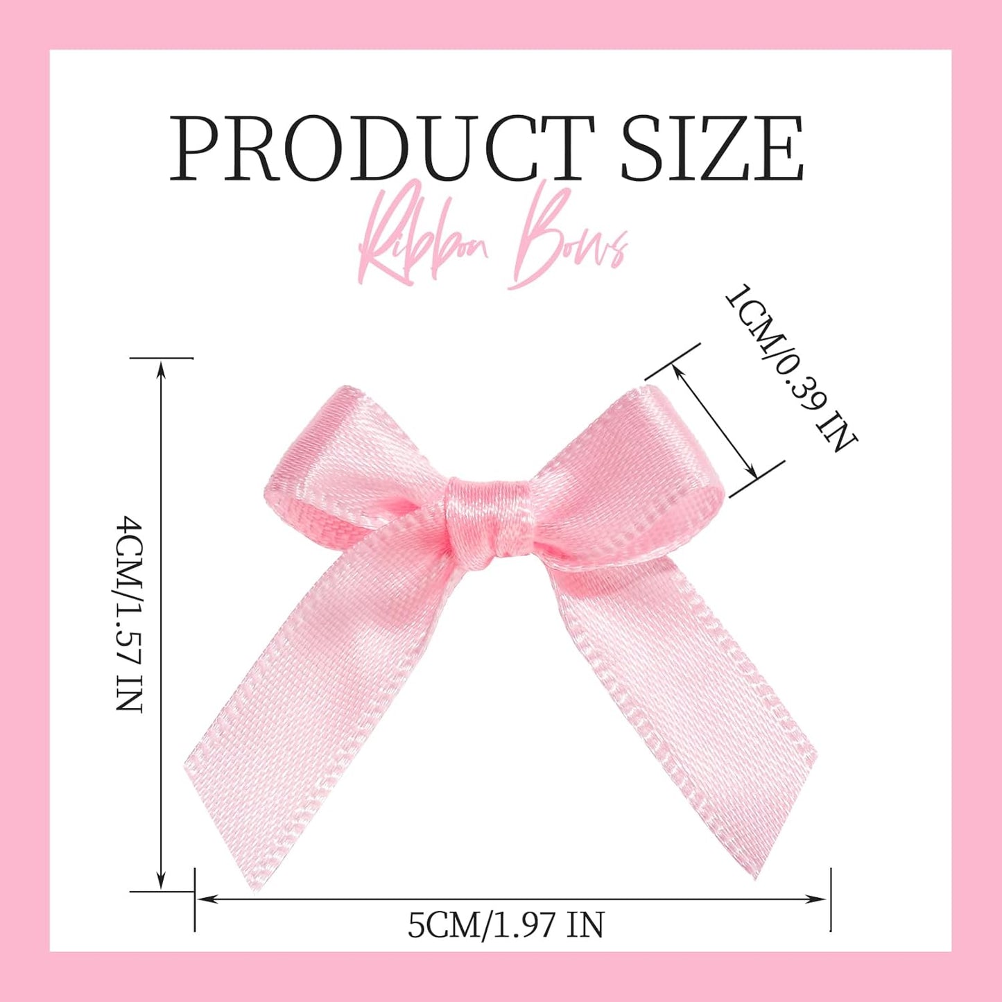 YGDZ Mini Pink Bows - 50 PCS, Satin Fabric Ribbons for Crafts, Tiny Bows for Wedding Party Favors, Gift Box Decorations