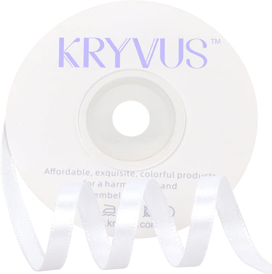 White Satin Ribbon 1/4 inch X Continuous 25 Yards, Single Face Polyester Ribbon Perfect for Gift Wrapping, Flower Bouquet, Wedding Decor, Crafts, Bow Making, Sewing and More