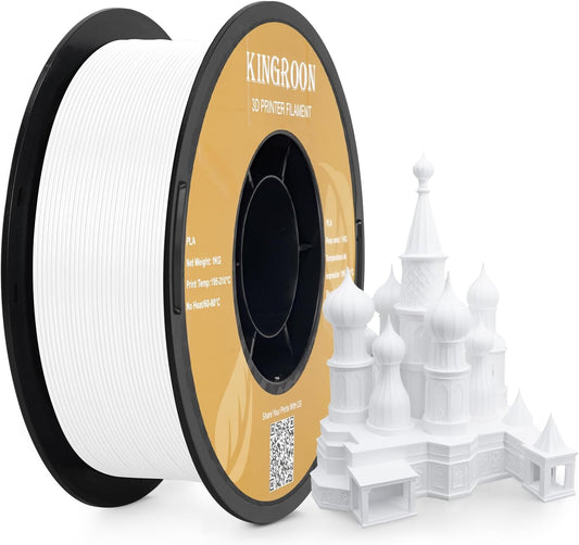 Kingroon White PLA Filament 1.75mm 3D Printer Filament Pla Filament 1kg Filament Dimensional Accuracy +/- 0.02mm, Fit Most FDM Printer