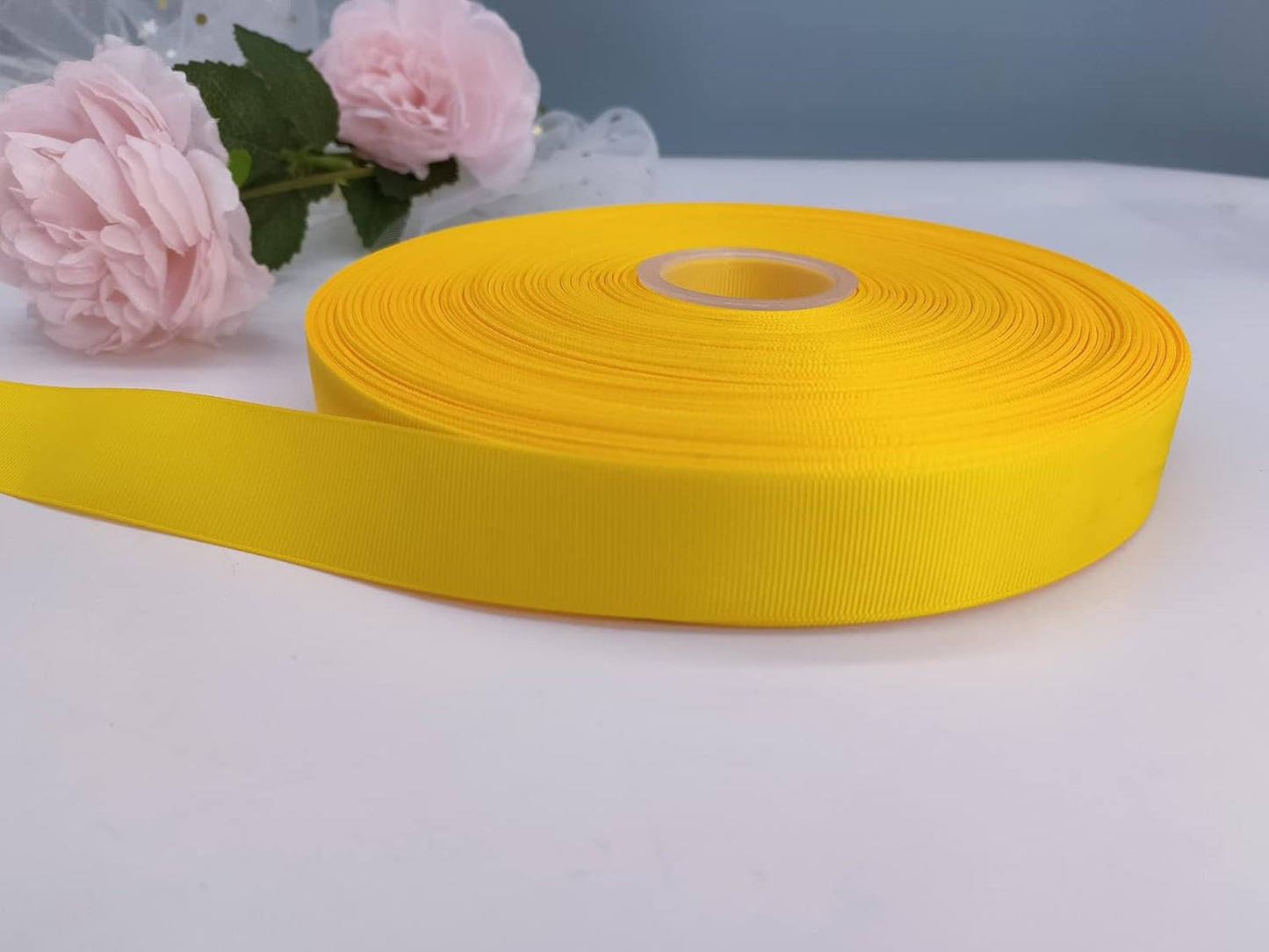 Jesep One Roll 100 Yards Soild Grosgrain Ribbon Boutique Gift Wrapping Package Ribbon, DIY Crafts Bow Hair Headband Accessories Assorted Ribbon #642 (1" 25mm, Gold)