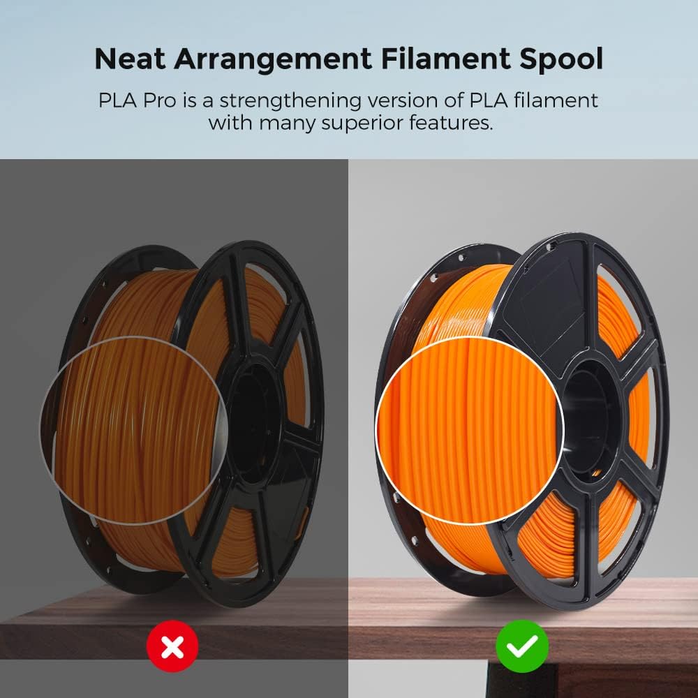 FLASHFORGE 3D Printer Filament, PLA PRO Filament 1.75mm, 1KG Spool (2.2lbs), Dimensional Accuracy +/- 0.02mm for FDM 3D Printers, Better Tenacity & No Knotting (Orange)