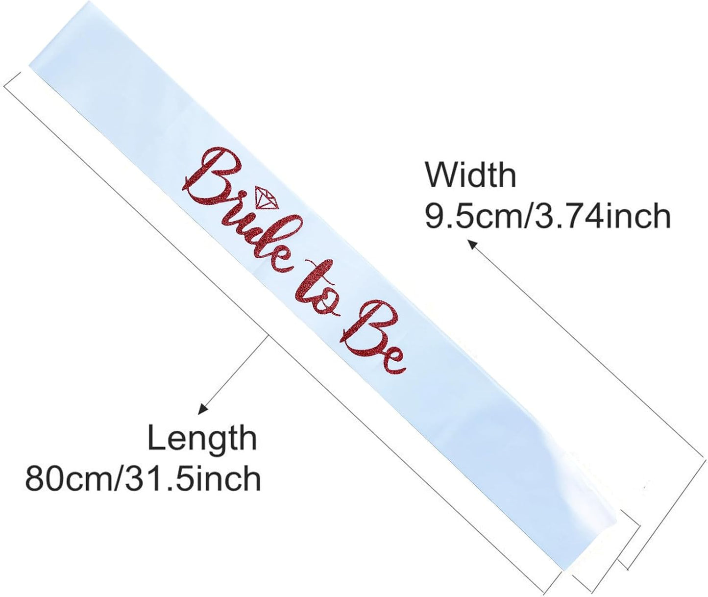 Bride to Be Sash, Bachelorette Party Sash for Bridal Shower Wedding Party Favors Accessories Supplies Engagement Gifts,White Satin with Glitter Letter Red