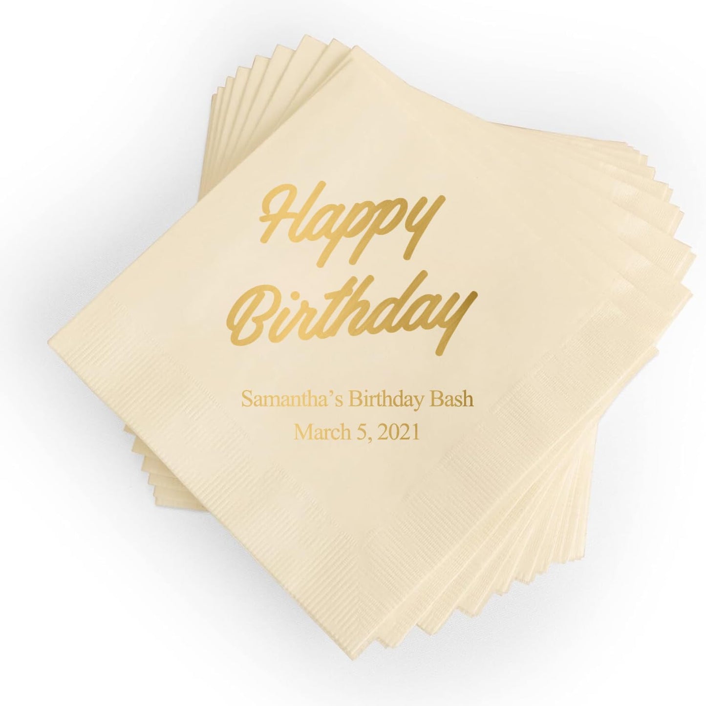 Weddingstar Personalized Printed Paper Napkins 3-Ply 50 Pack - Cocktail Ivory