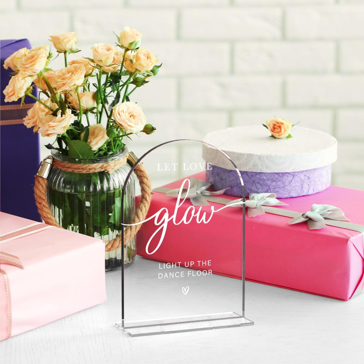 Acrylic Wedding Sign Let Love Glow Sign for Wedding Wedding Signs for Ceremony Modern Calligraphy Arch Acrylic Table Top Sign for Wedding Reception and Event Party Table