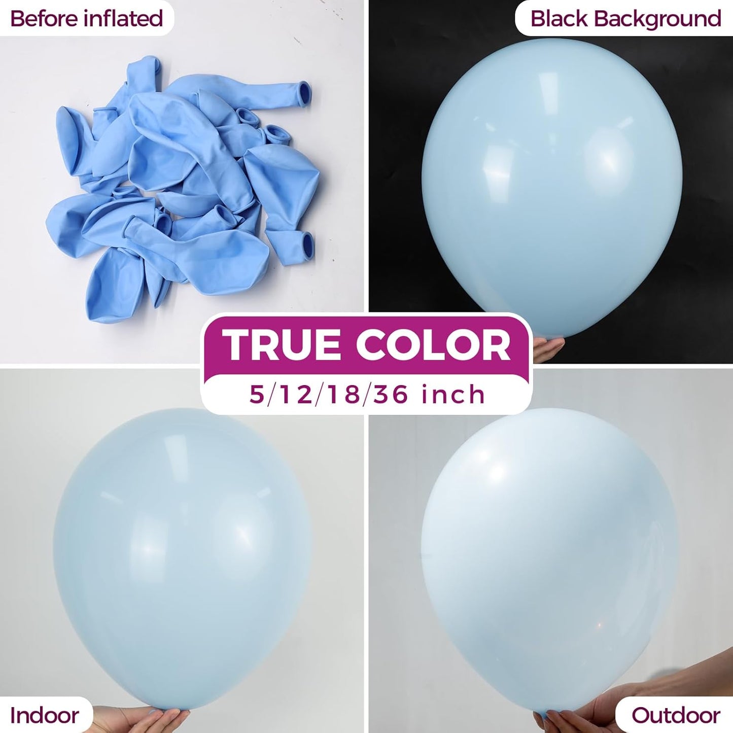Bezente Pastel Blue Latex Party Balloons - 8 Pack 36 inch Round Helium Light Blue Bridal Blue Balloons for Boys Girls Birthday Bridal Shower Gender Reveal Wedding Anniversary Party Decorations