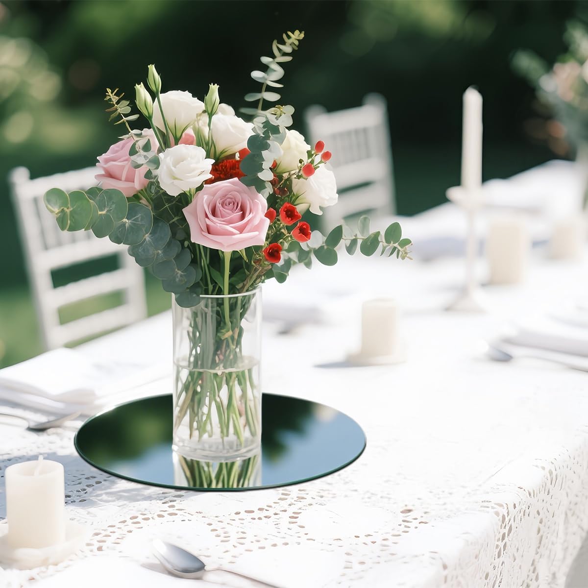 11Pack Round Mirror Centerpieces for Tables, Acrylic Circle Mirror Tiles Non Glass Mirror, for Bedroom Bathroom Living Room Wall Decor Tray Candle Wedding Table Centerpiece Decor, 2mm Thick (12inch)