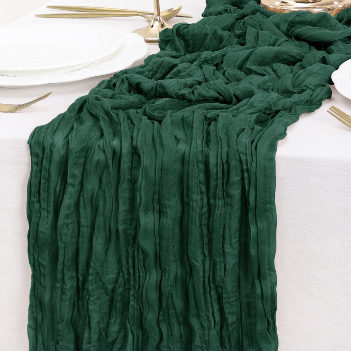 Emerald Green Table Runner Cheesecloth Table Runner 10FT Farmhouse Table Runners 120 Inches Fall Table Decor Dining Room Centerpiece Wedding Boho Baby Shower Birthday