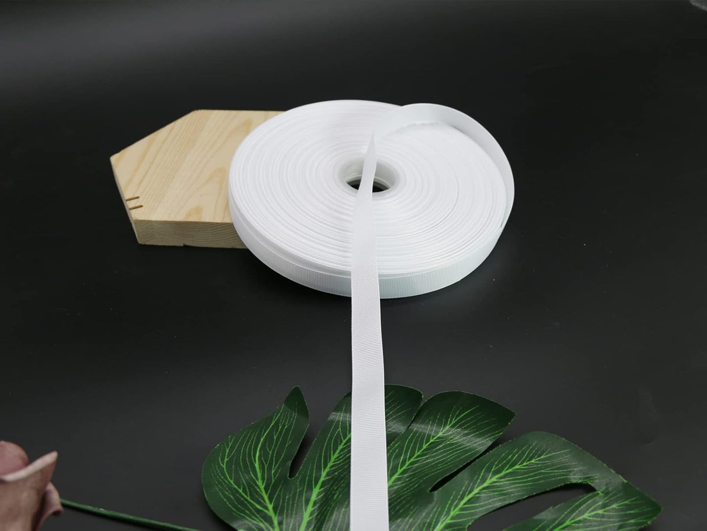 Jesep One Roll 100 Yards 5/8" Soild Grosgrain Ribbon Boutique Gift Wrapping Package Ribbon, DIY Crafts Bow Hair Headband Accessories Assorted Ribbon #29(5/8" 15mm, White)