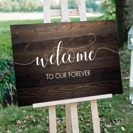 Rustic Wooden Signs Welcome to Our Forever Wedding Sign Wedding Welcom Sign Wall Art Decor Kitchen Cafe Pub Decor Gift 18x12 INCH