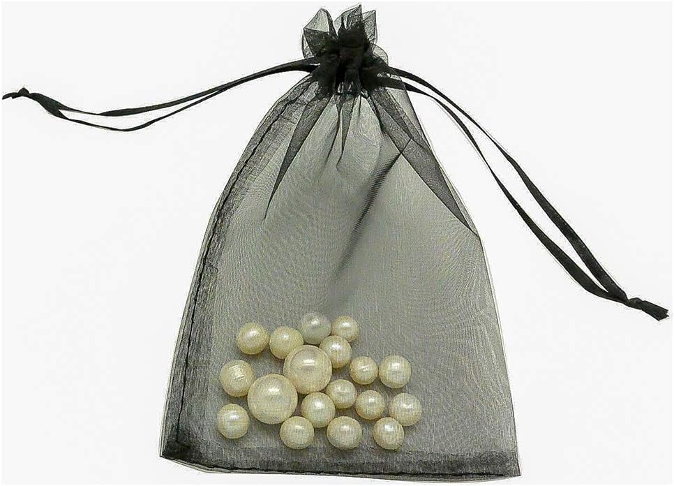 TheDisplayGuys 48-Pack 3x4 Black Sheer Organza Gift Bags with Drawstring, Jewelry Candy Treat Wedding Party Favors Mesh Pouch