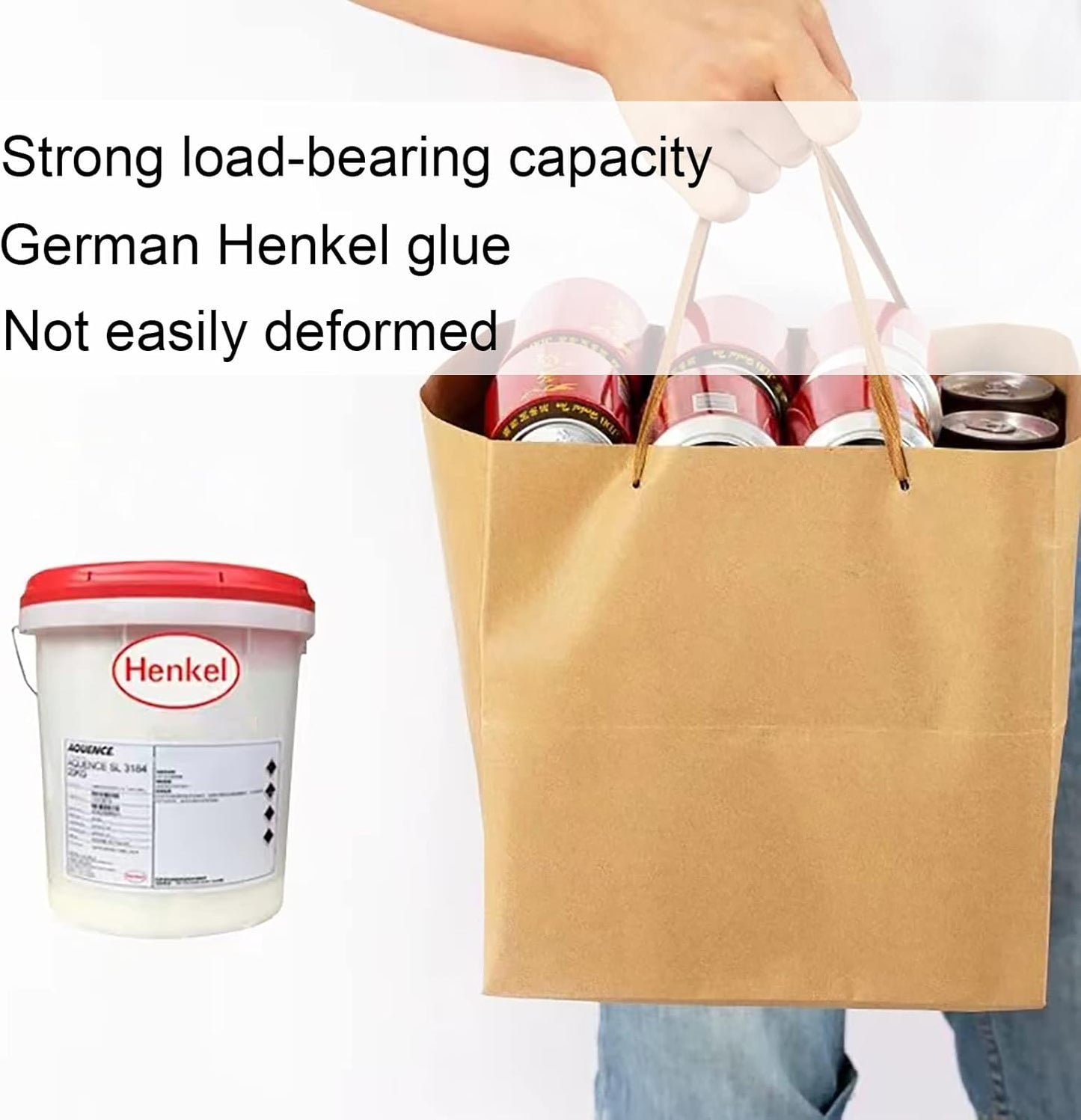 Kraft Paper Gift Bag Large Square Bottom Kraft Paper Bags with Handles (Natural Kraft, 12 x 12 x 12 in, 10 CT)