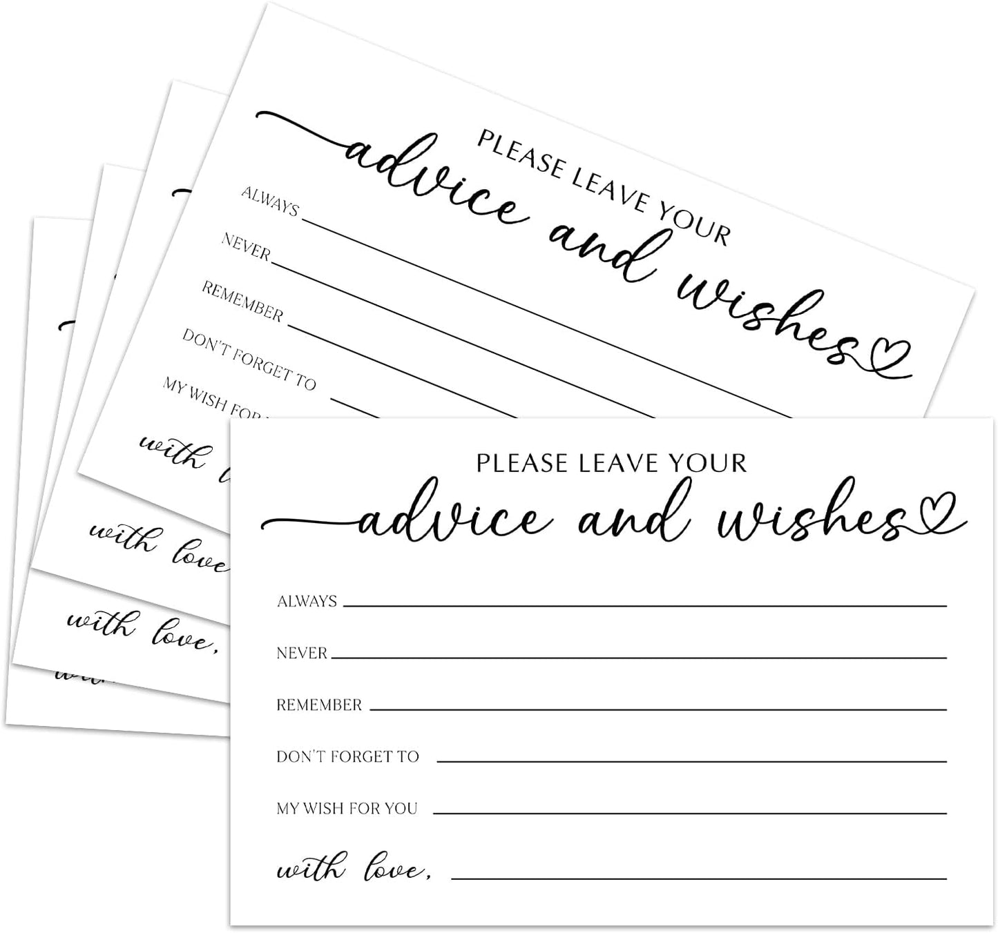 25 Advice and Wishes Cards, Minimalism Fill-In Advice Cards for Bridal Shower Wedding Birthday Party Baby Shower Graduation Party, Well Wishes Card for Mr & Mrs Adults, Party Supplies -02