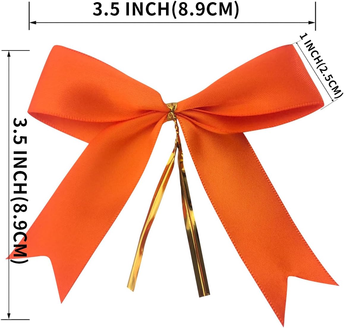 50pcs 3-1/2" Orange Twist Ties Satin Bows in Pumpkin Color Twist Tie Bows for Thanks Giving Halloween Wrapping Fish Tail Cutting(Orange)