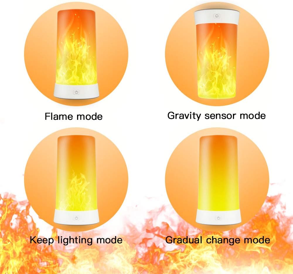 LED Flame Lights with Remote Timer, Flame Lamp 4 Modes USB Rechargeable Fire Lights Indoor Campfire Outdoor Decorative Lantern Hanging Lamps Fireplace Romantic Light for Home Party Camping Bar