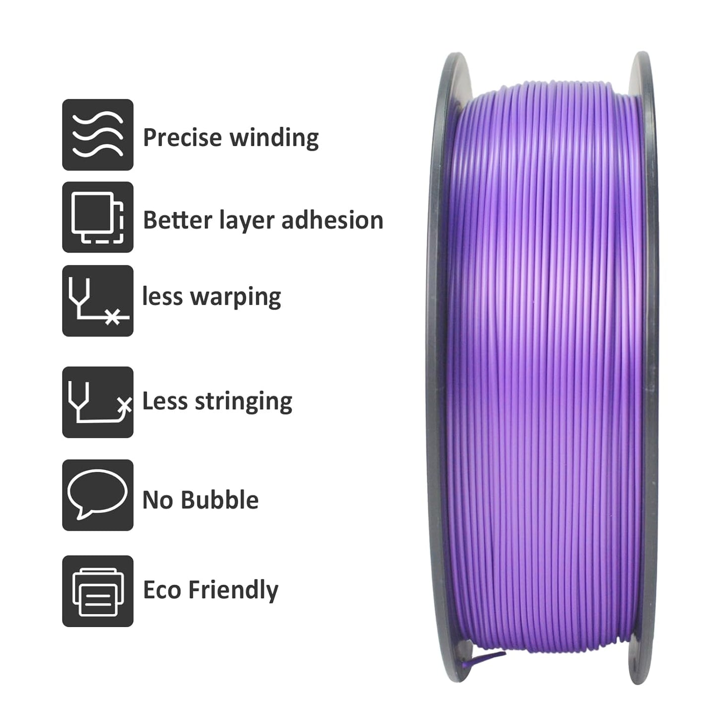 Geeetech Purple PLA 3D Printer Filament, 1kg Spool (2.2lbs), Upgrade Tidy Winding Tangle-Free, 1.75mm Dimensional Accuracy +/- 0.02 mm, 3D Printing Filament Fits for Most FDM 3D Printers
