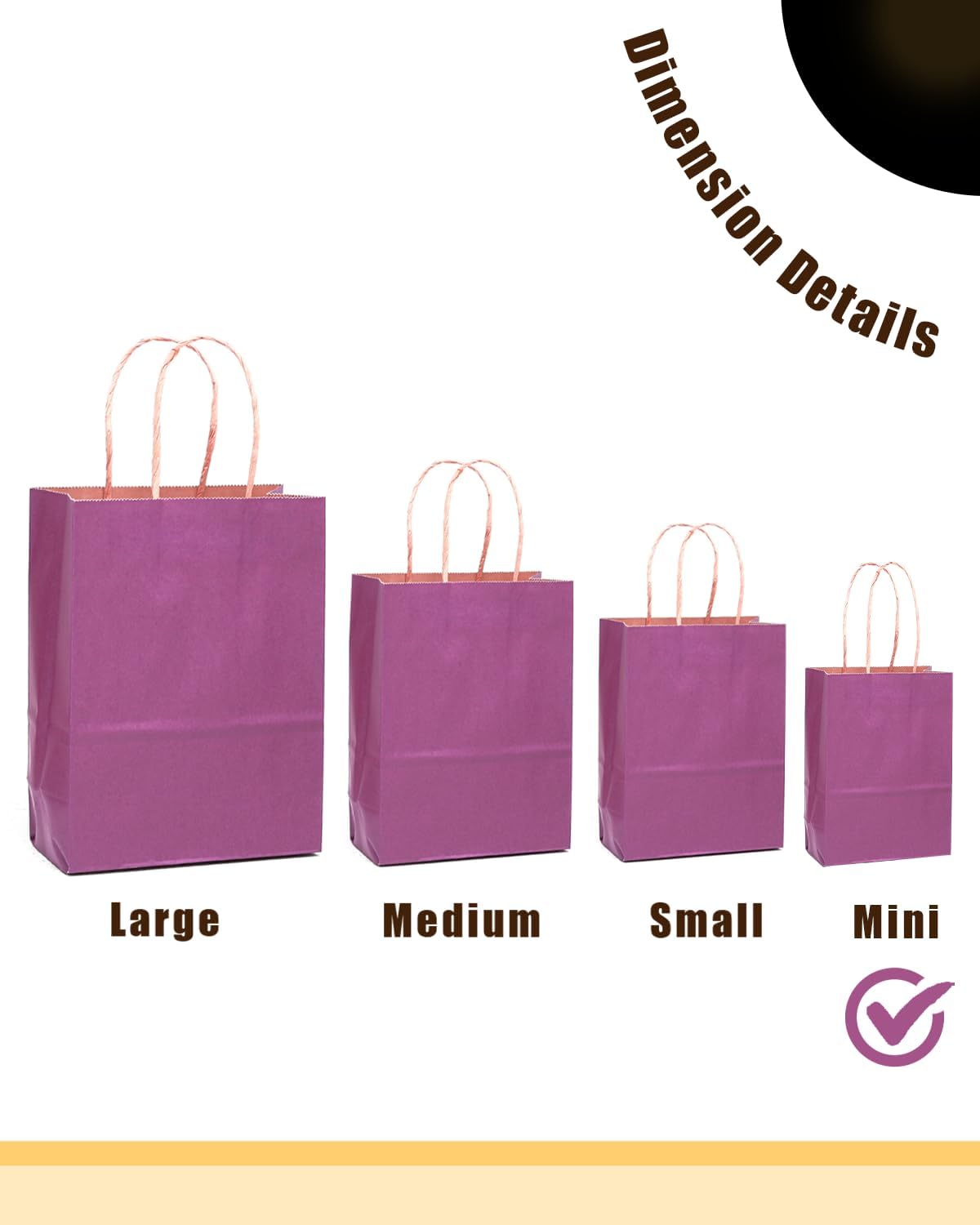 qiqee 24 Pcs Purple Mini Paper Gift Bags 6"x4.5"x2.5" with Handles Small Brown Kraft Party Favor Bags Treat Bags Multiple Uses (Mini size)
