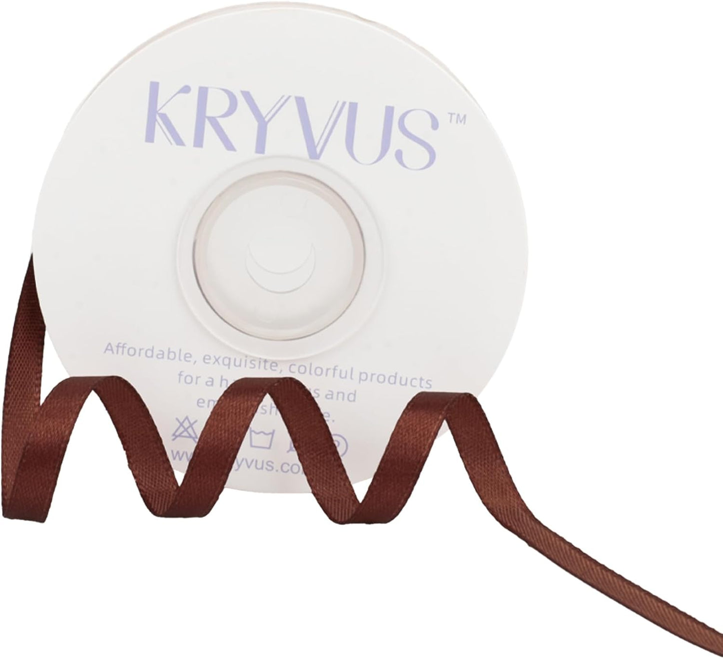 Coffee Brown Satin Ribbon 1/4 inch X Continuous 25 Yards, Single Face Polyester Ribbon Perfect for Gift Wrapping, Flower Bouquet, Wedding Decor, Crafts, Bow Making, Sewing and More