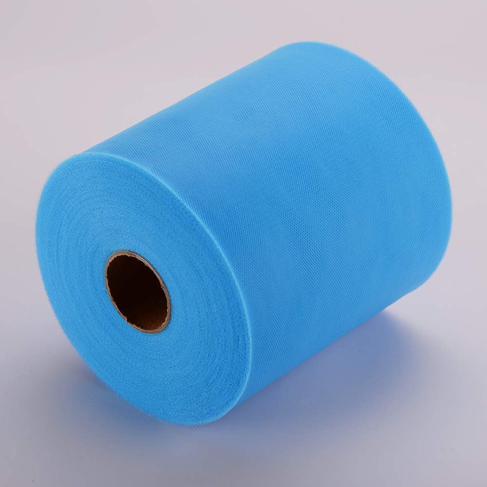 Tulle Rolls 6” by 100 Yards (300 feet) Tulle Roll Spool Fabric for DIY Tutu Skirts Wedding Baby Shower Crafts Decorations Party Supplies (Light Blue)
