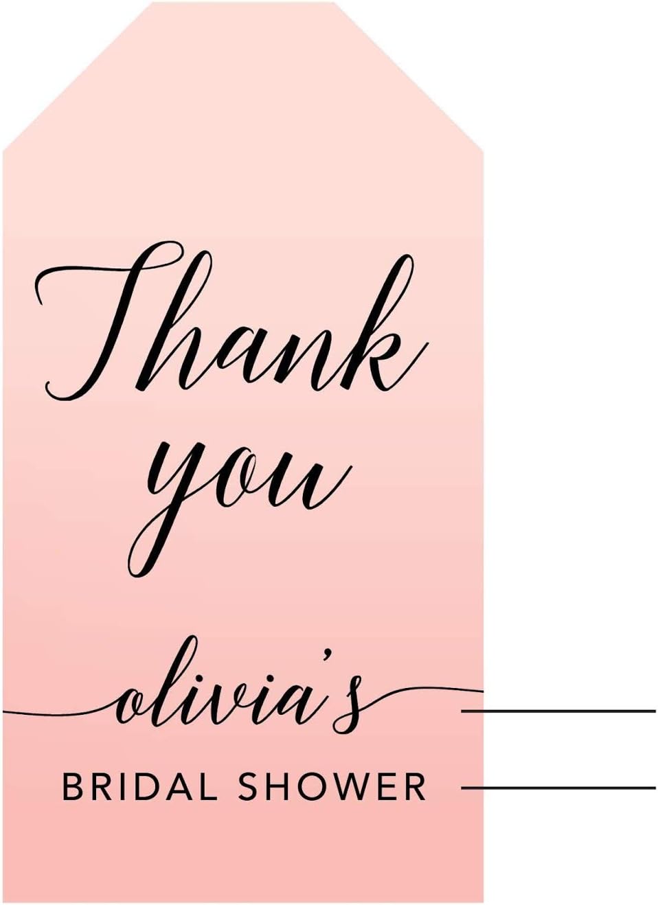 Andaz Press Personalized Blush Pink Rose Elegant Party Collection, Classic Tags, Thank You Olivia's Bridal Shower, 20-Pack, Custom Customizable Favors Decor
