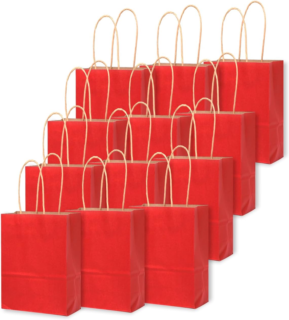 qiqee 24 Pcs Wine Mini Paper Gift Bags with Handles 6"x4.5"x2.5" Small Brown Kraft Party Favor Treat Bags Multiple Uses (Mini size)