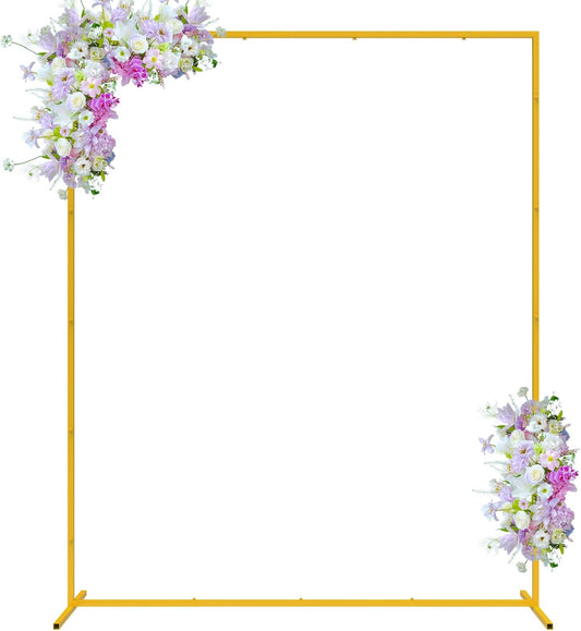 6.6FT x 5.2FT Wedding Arch Backdrop Gold Square Backdrop Stand Metal Balloon Arch Stand Rectangular Frame for Birthday Party Baby Shower Anniversary Decoration