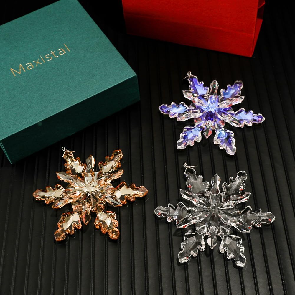 2024 Crystal Snowflake Ornaments Annual Edition Christmas Tree Ornament Home Gifts (2023-Champagne)