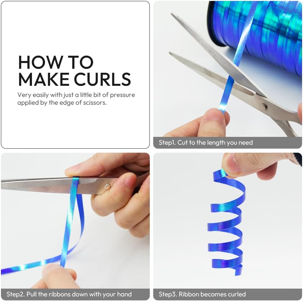 KMER LIFE White Gradient Curling Ribbon, 1/5" Wide x 500 Yards Christmas Curling Ribbons for Gift Wrapping, Party Decoration, Balloon String, Crafting, Balloon Ribbons for Florist Flower (1 Roll)