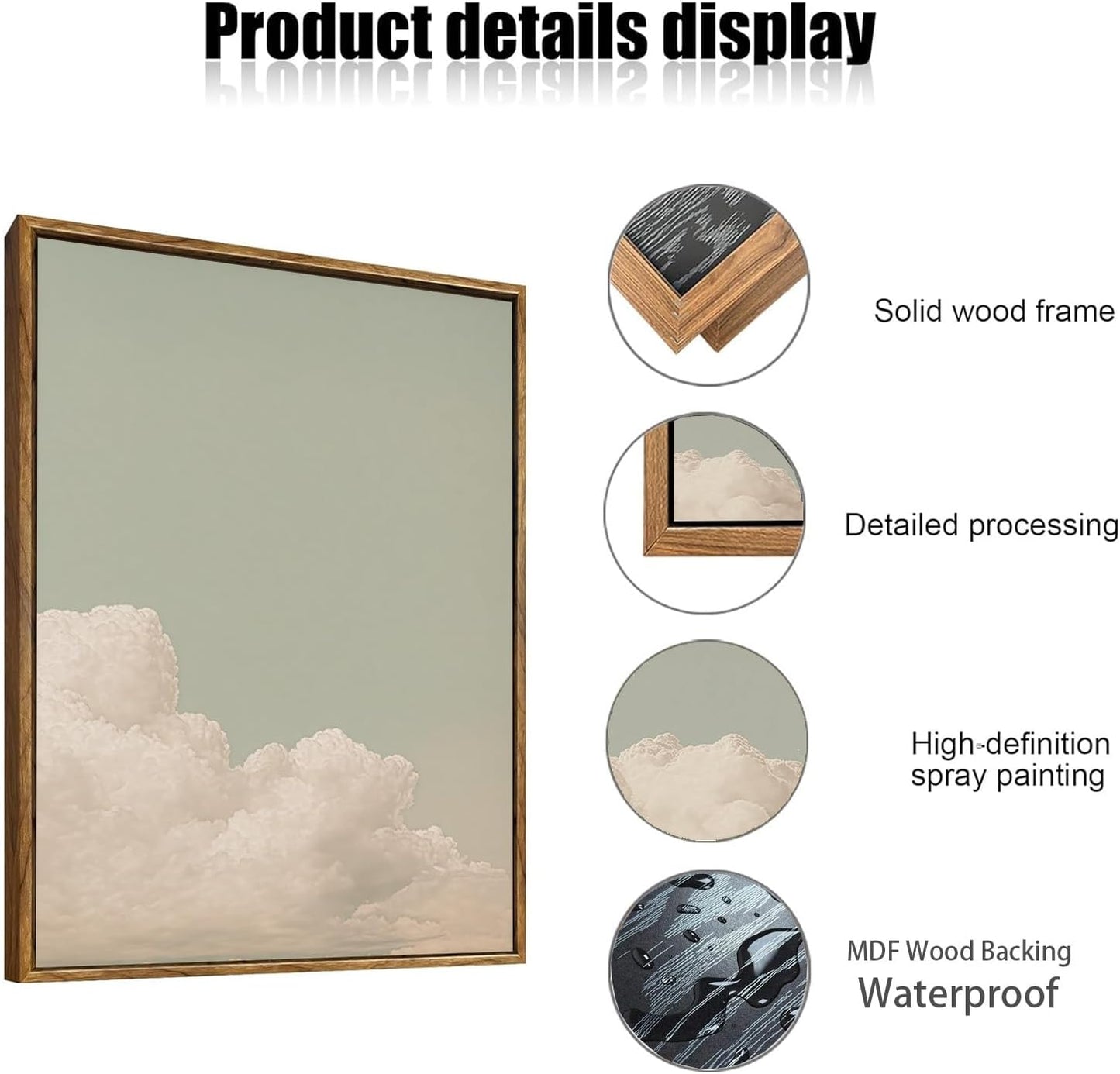 myusuar 3 Piece Large Modern Abstract Canvas Framed Wall Art For Living Room, Dearm Cloud Minimalist Wall Art Decor Posters Prints For Bedroom Office, 16x24in