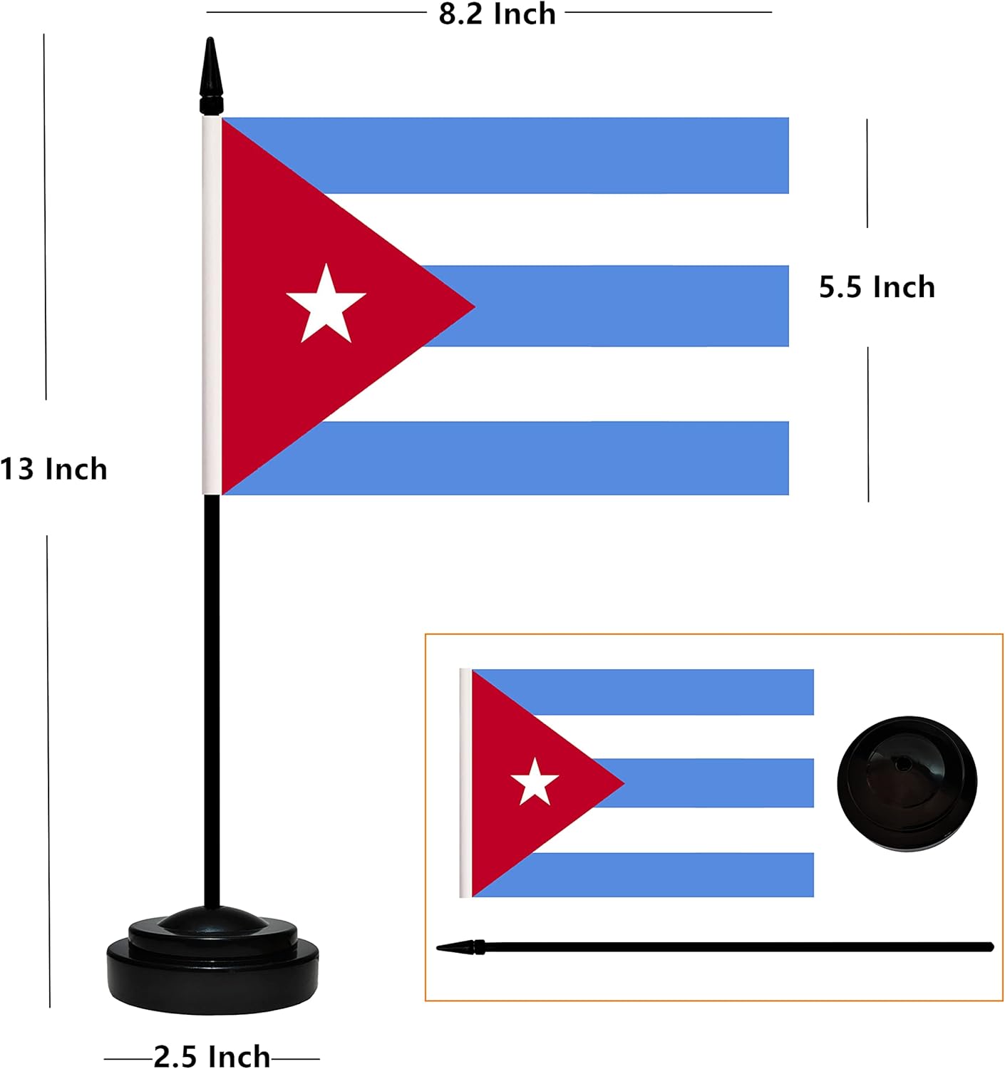 12 Pack Cuba Desk Flags Set, Cuban Small Mini Table Office Flags with Black Pole, Home and Office Decoration, Festival Celebrations