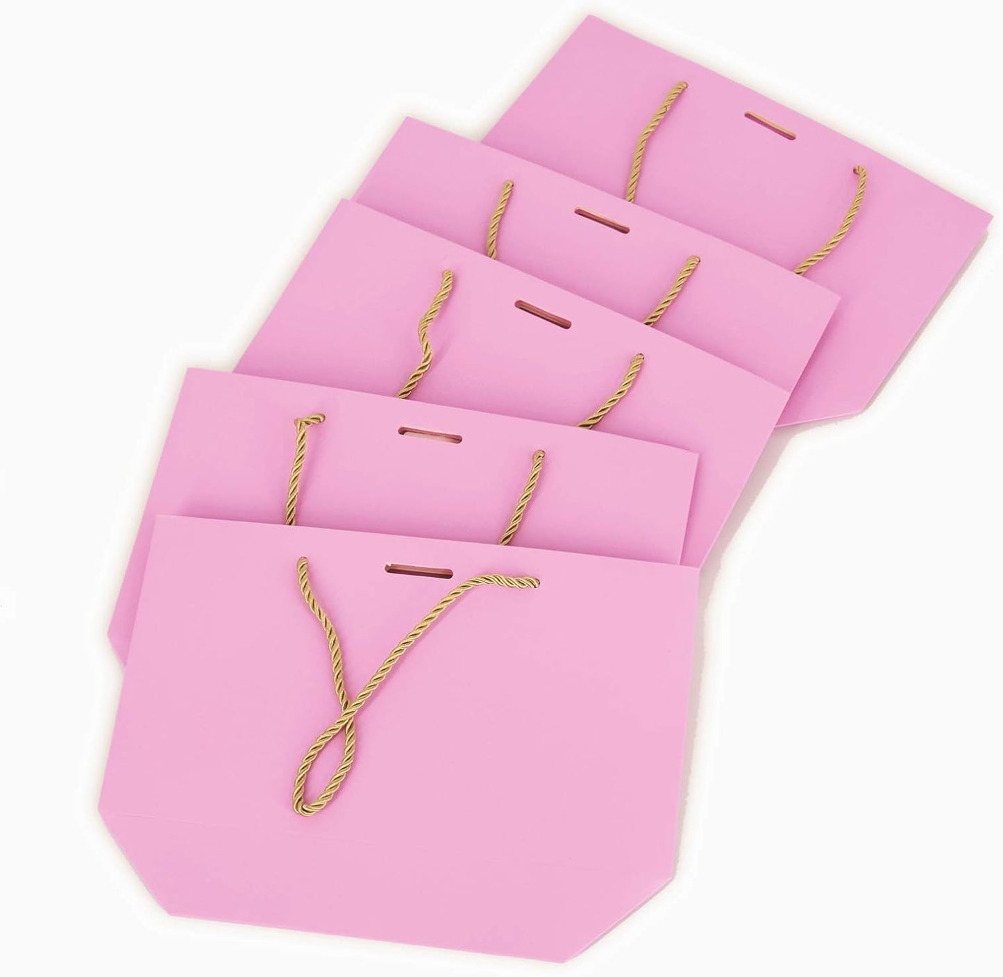 HUAPRINT Gift Bags with Handles,7.48×3.54×7.9 inches,Party Favor Bags with Bow Ribbon,12Pcs Pink Paper Bags for Birthday Wedding Bridesmaid Holiday Valentine's Day