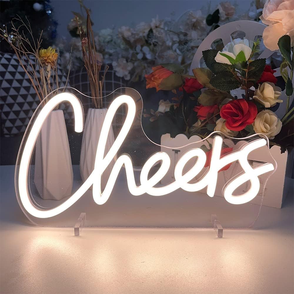 Cheers Table Number Neon Sign Desk Lamp Night Light Wedding Letter LED Neon Sign Wedding Table Decorations Neon Light Bedroom Home Room Decor Christmas Party Warm White USB 30×16.3 CM