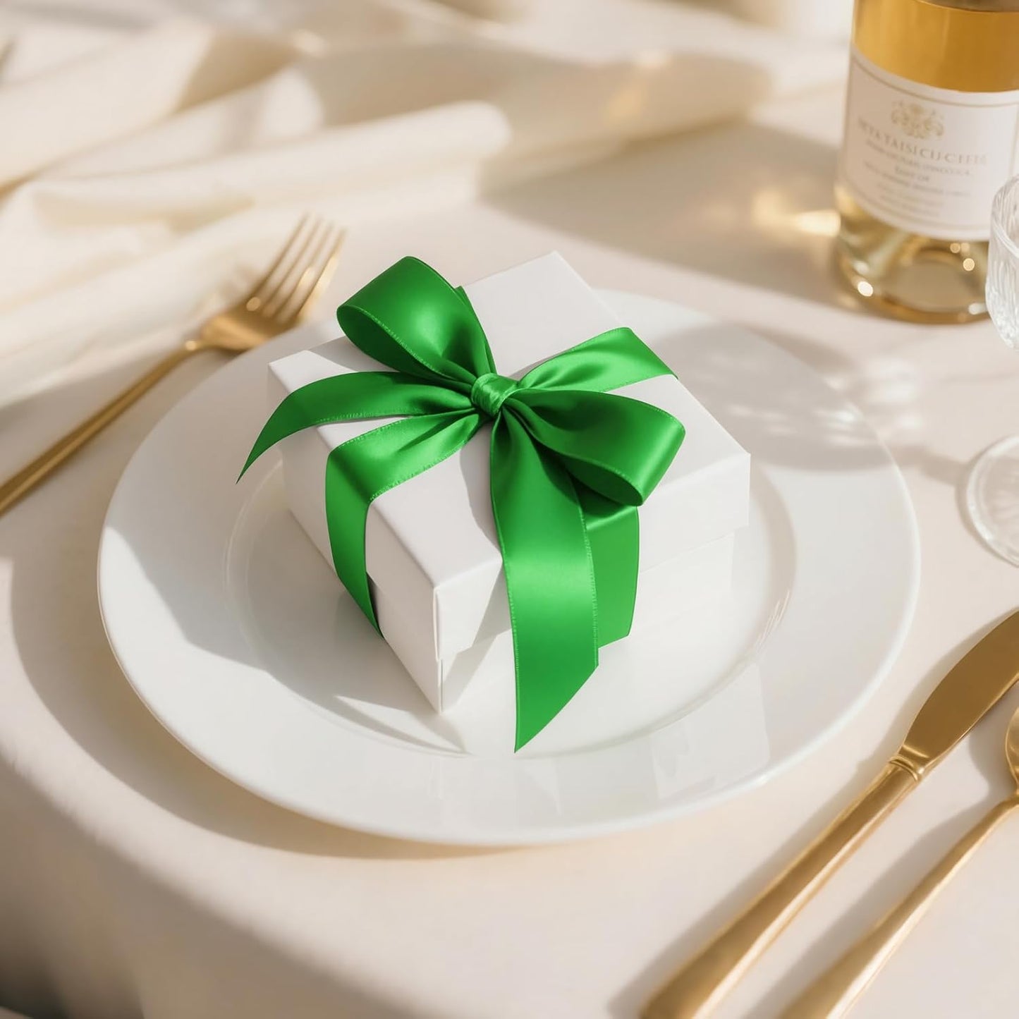 1-1/2 inch Double Faced Polyester Emerald Green Satin Ribbon, Perfect for Gift Wrapping Very Suitable for Weddings Party Hair Bow Invitation Decorations and More (25 Yards)