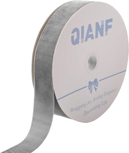 Velvet Ribbon, 1 1/2-Inch by 25-Yard Spool (Silver)