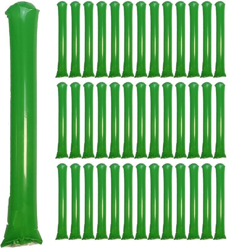 40pcs Round headTeam Spirit Boom Sticks Thunder Sticks Cheering Sticks Team Spirit Plastic Cheerleading Spirit Stick Clapper Inflatable Noise Maker Sports Supply (Green)