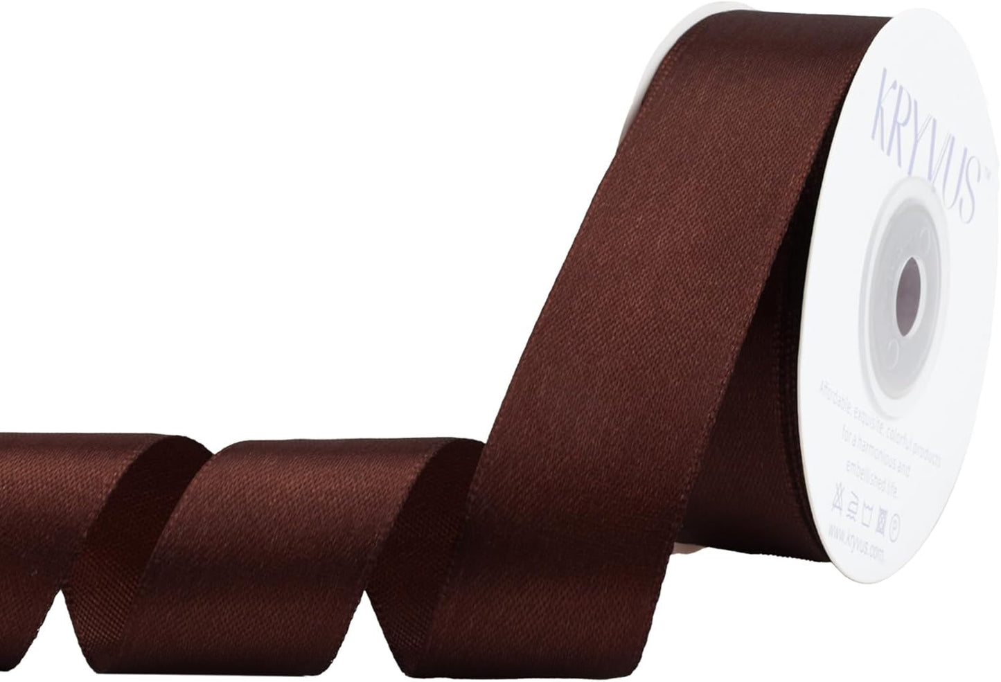 Dark Brown Satin Ribbon 1 inch X Continuous 25 Yards, Single Face Polyester Ribbon Perfect for Gift Wrapping, Flower Bouquet, Wedding Decor, Crafts, Bow Making, Sewing and More