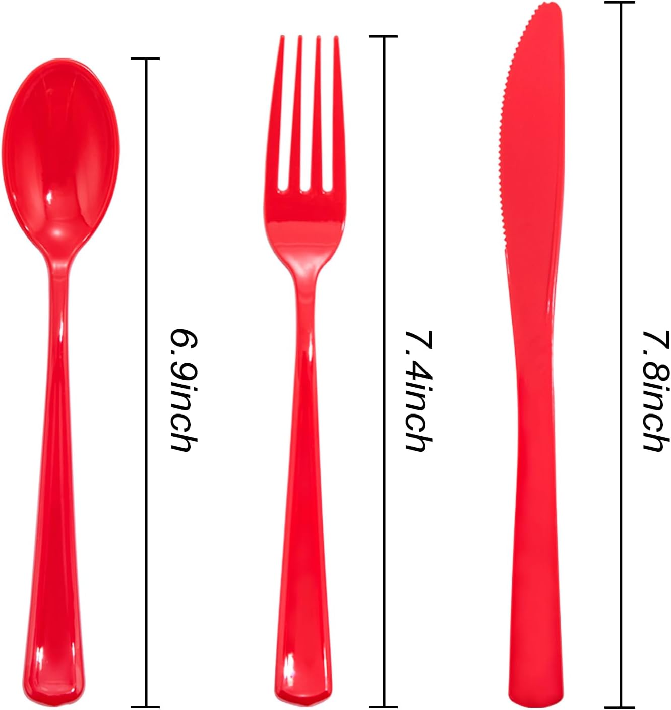 WDF 160 Piece Heavy Duty Silverware - Red Plastic Utensils with 80 Forks, 40 Spoons, 40 Knives - Perfect for Christmas Parties & Daily Use