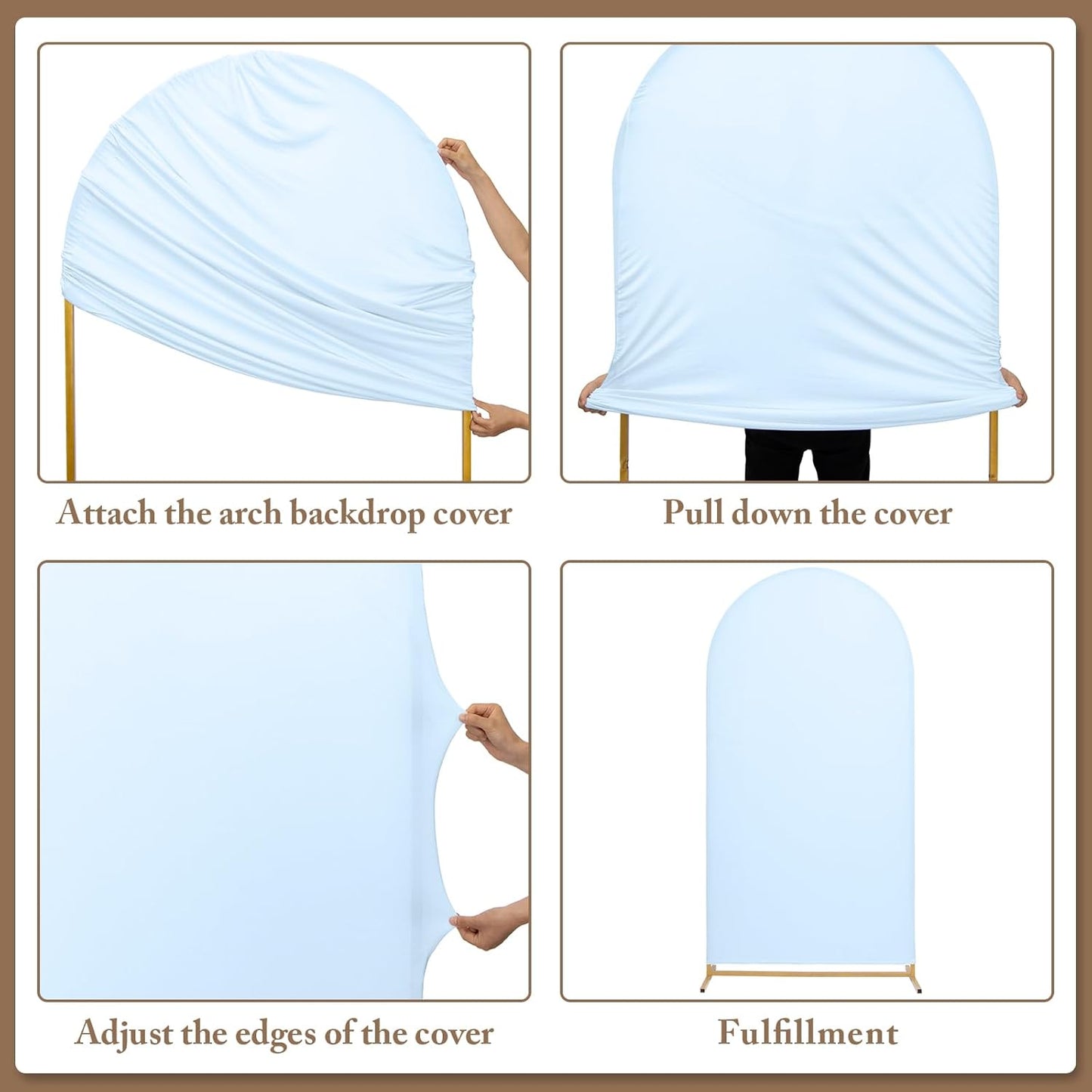 Metal Arch Backdrop Stand and Cover Set, 7.2FT, 6FT Party Backdrop, Easy to Assemble, Backdrop Stand for Parties, Birthday, Baby Shower