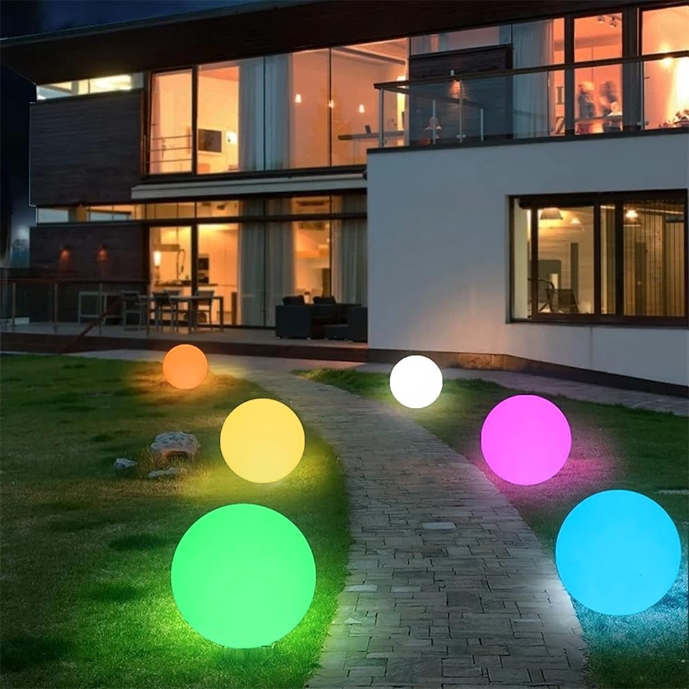 12-inch LED Glowing Ball Light w/Remote, LED Globe Orb Night Light Mood Lamp for Kid Adult, Rechargeable Dimmable RGB Color Changing Glowing Orb, Waterproof Light Up Ball for Garden Patio Party Decor