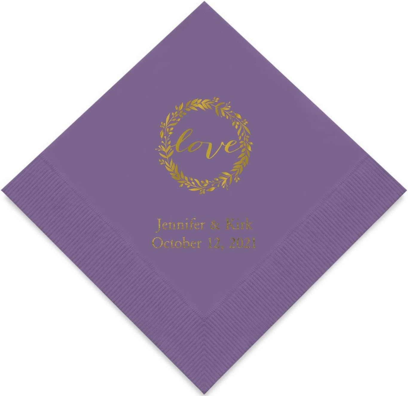 Weddingstar Personalized Printed Paper Napkins 3-Ply 50 Pack - Cocktail Purple