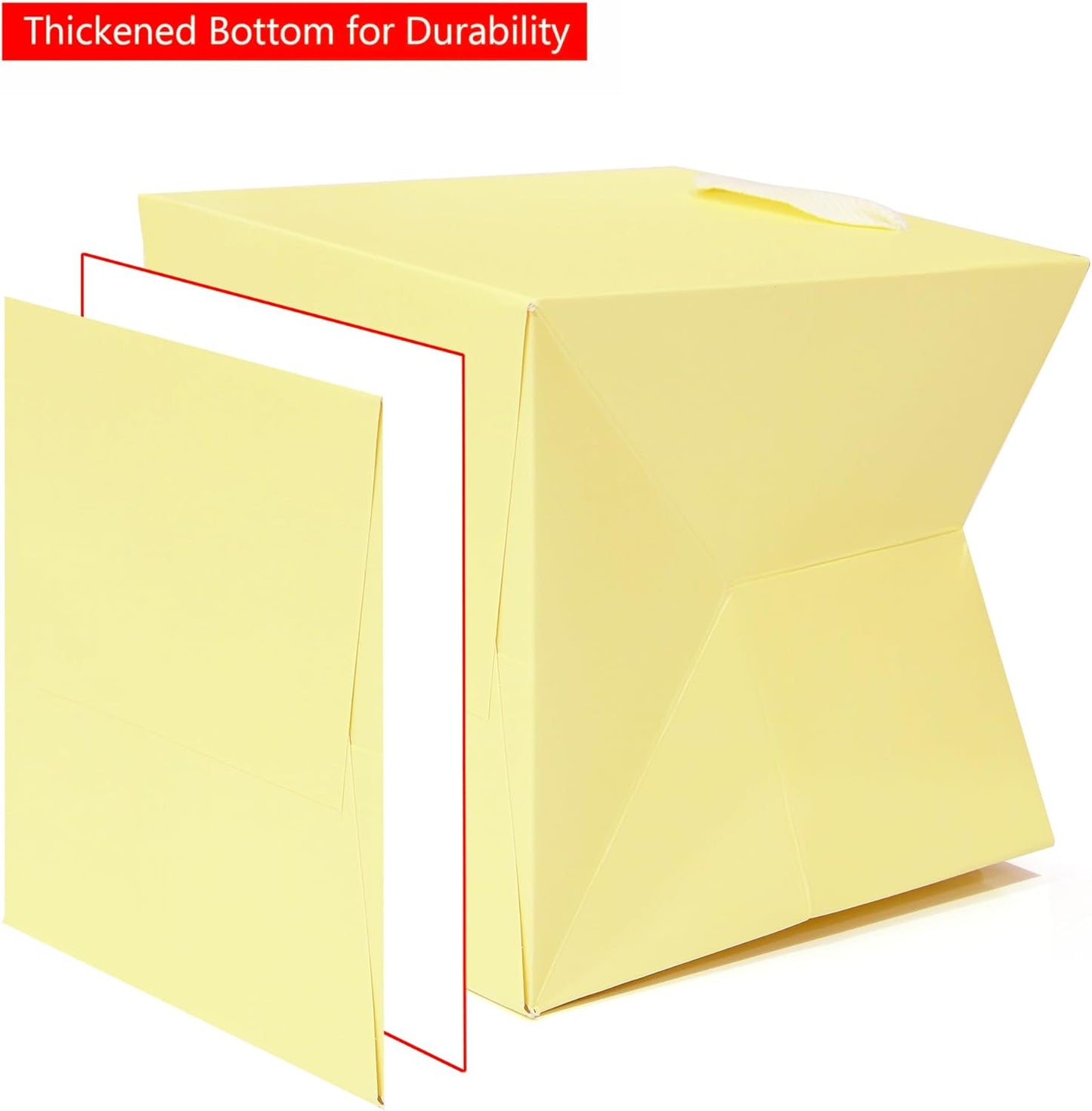 Yellow Paper Gift Bag 4 in Paper Box Small Square Bottom Kraft Paper Bags with Handles for Wedding Baby Shower Birthday Party (Yellow, 4 x 4 x 4 in, 10 CT)