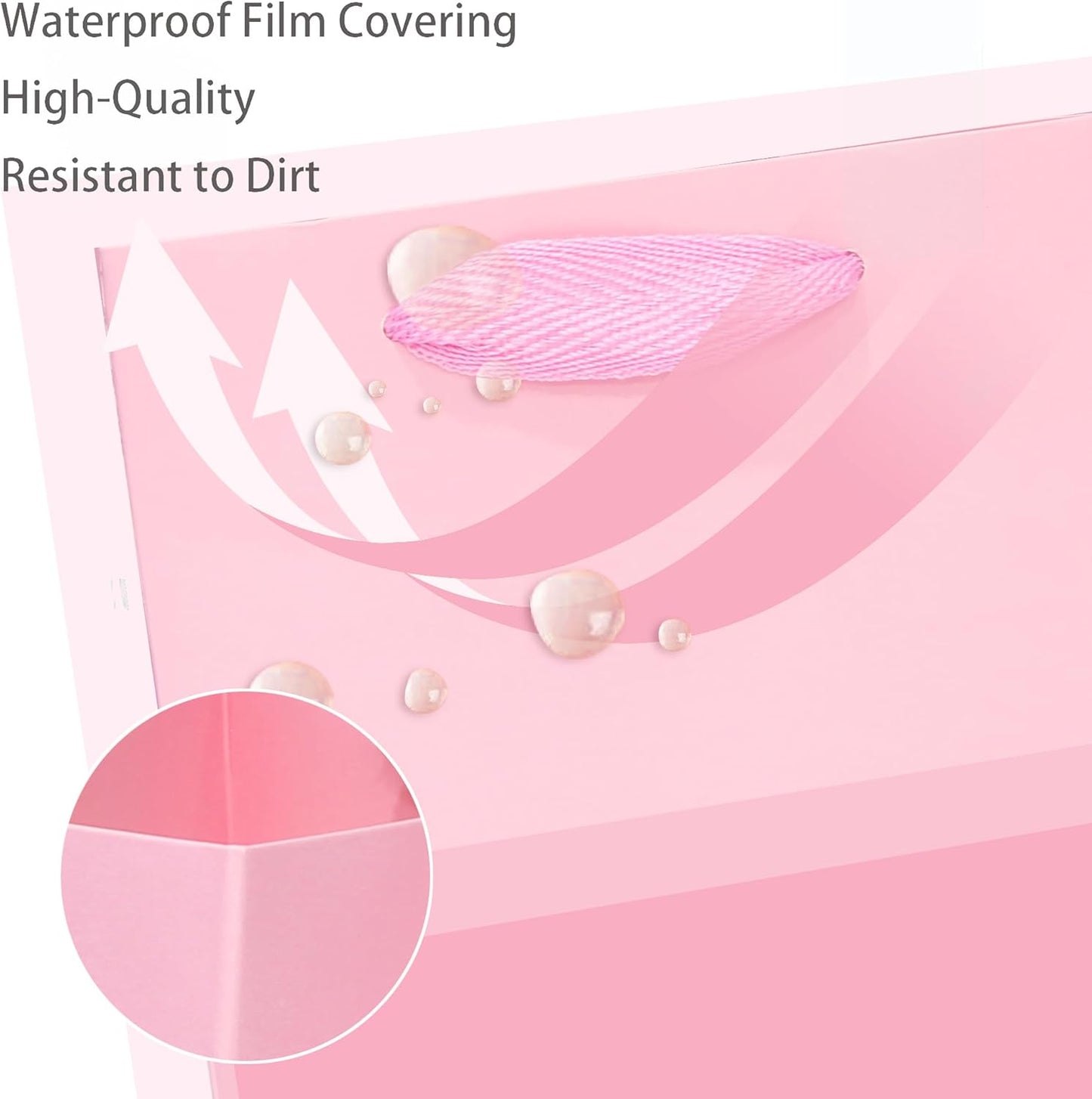 Pink Paper Gift Bag 10 in Paper Gift Box Large Square Bottom Kraft Paper Bags with Handles for Wedding Baby Shower Birthday Party (Pink, 10 x 10 x 10 in, 10 CT)