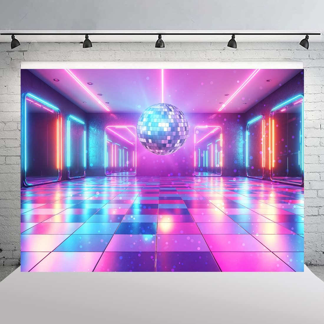 Disco Decorations Backdrop, Retro Glow Party 70s 80s 90s Theme Stage Dance Background Disco Party Decoration, Polyester Banner PartyBackdrop for Birthday Prom Portrait Photo Props 8x6FT