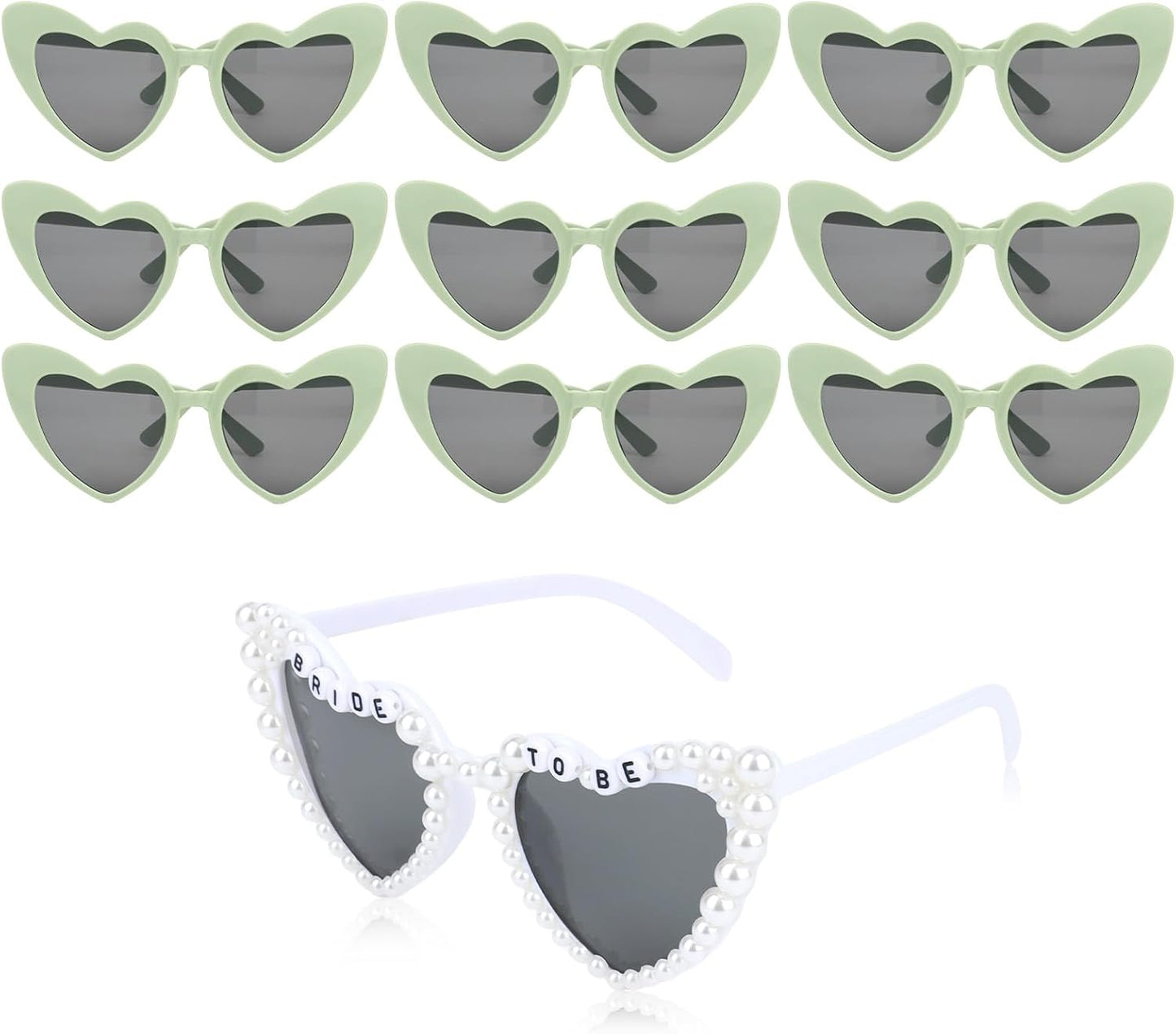 CIEHER Bachelorette Party Favors - White Black Heart Sunglasses for Bride Bridesmaid