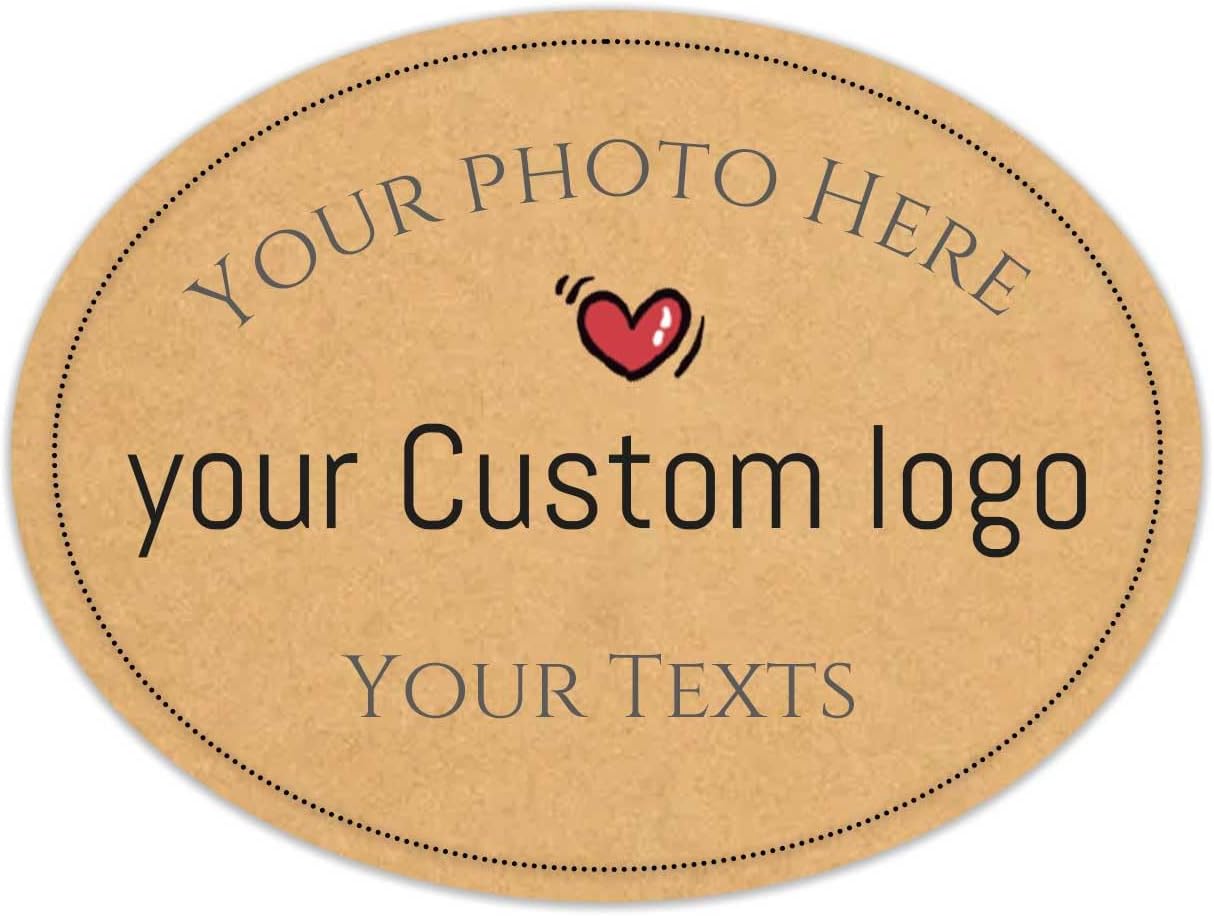 100pcs Personalized Stickers Labels Custom Business Logo Stickers Kraft Paper Labels in Circle, Rectangle, Square, Oval, in 1.5",2", 2.5“, 3”, 4" (Oval)